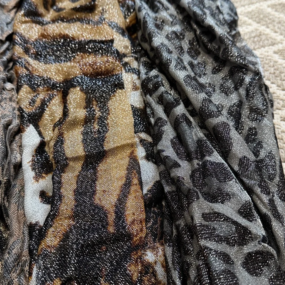 Animal Print Scarf Set - Black, Brown, Gray